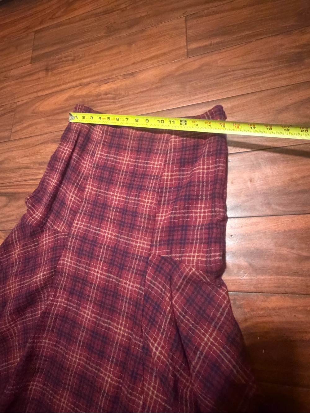 Maeve by Anthropologie Red Plaid Flared Midi Skirt wool, rayon blend sizes 8 - Picture 7 of 13